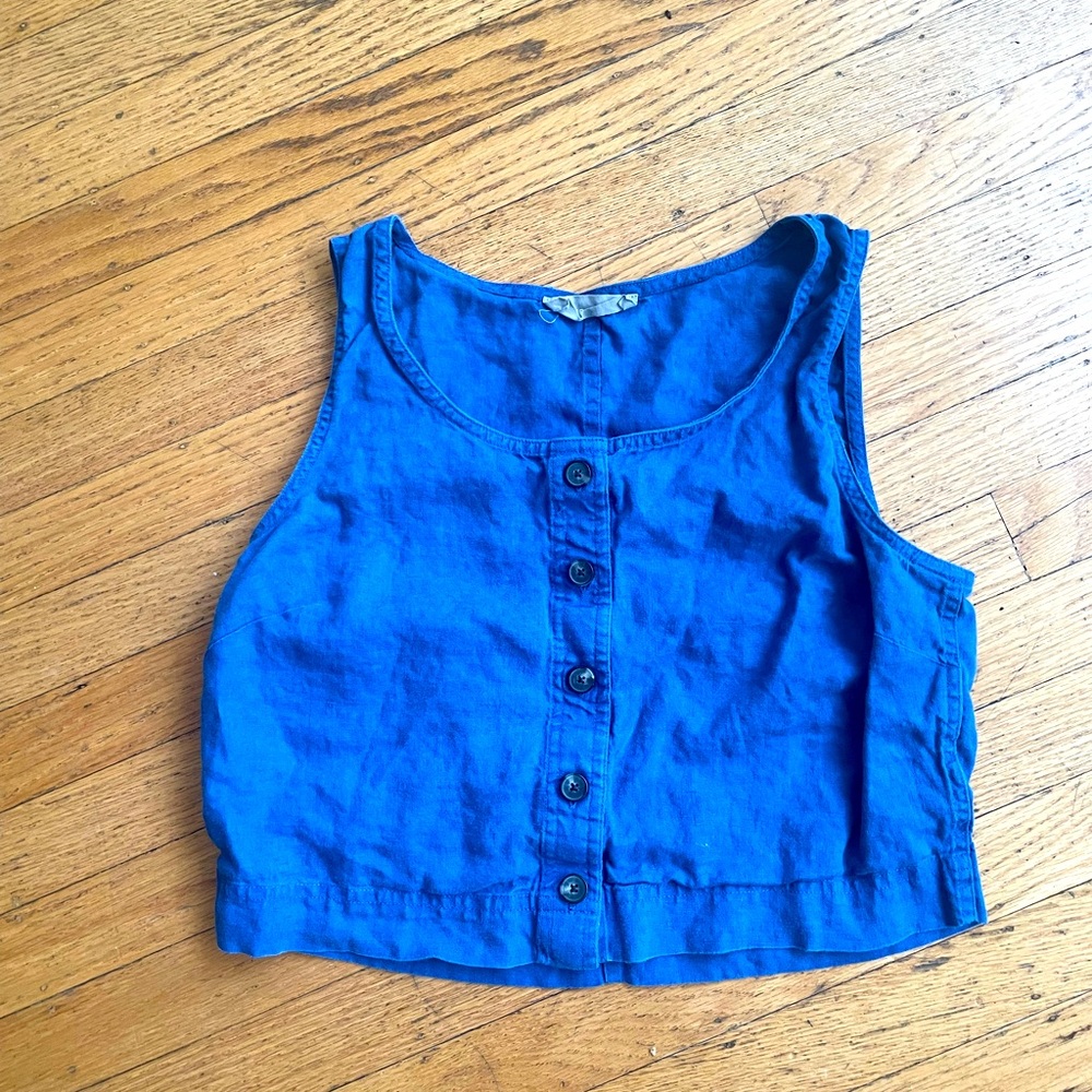 Everlane linen button down crop